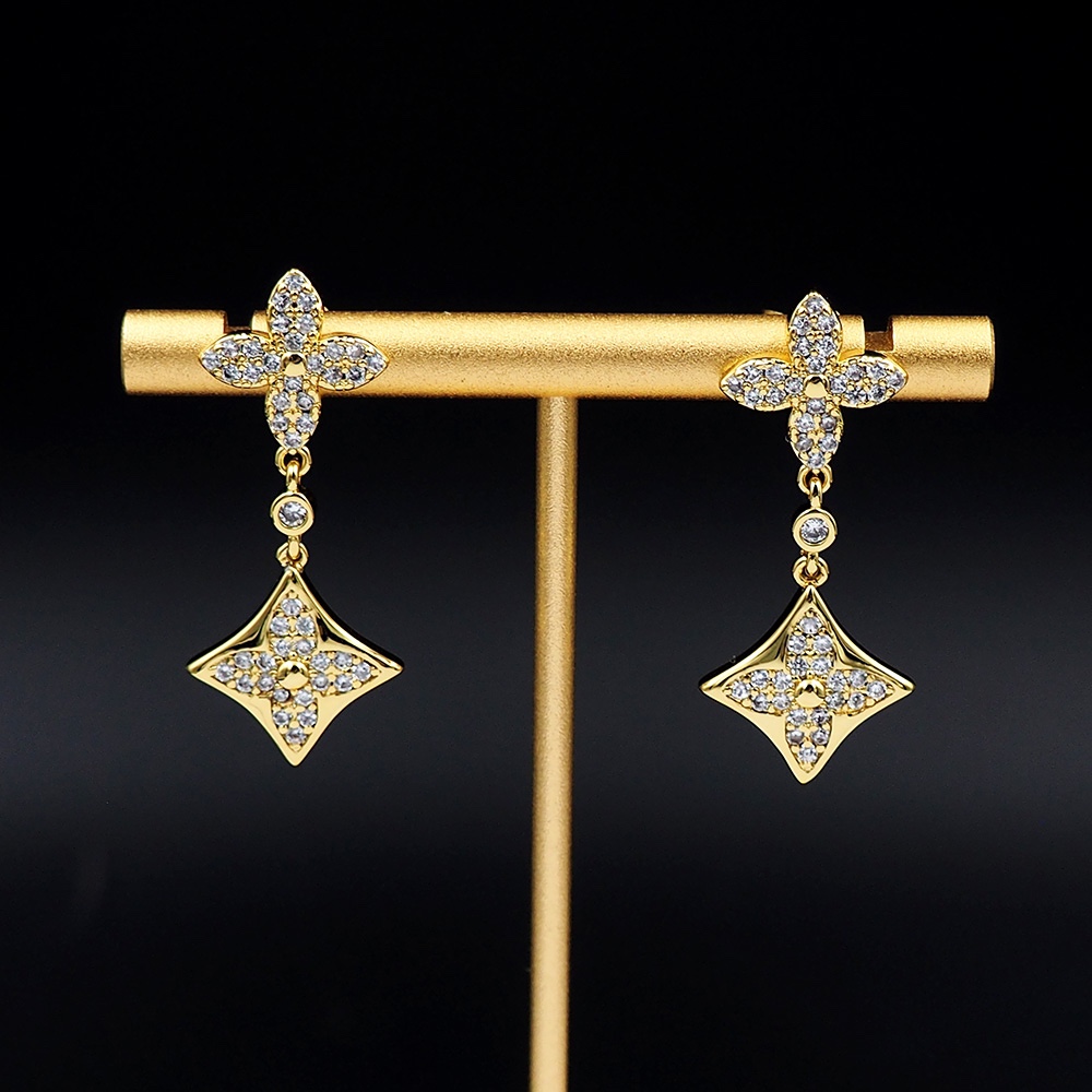 L0vis Vvtt0n D1am0nd Floral Earrings Gold For Women