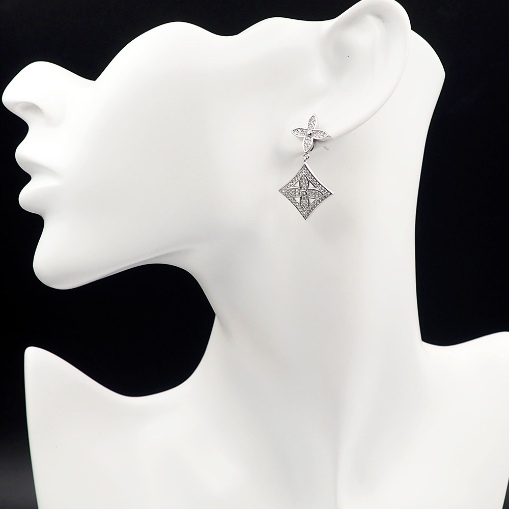 L0vis Vvtt0n D1am0nd Floral Earrings Silver For Women