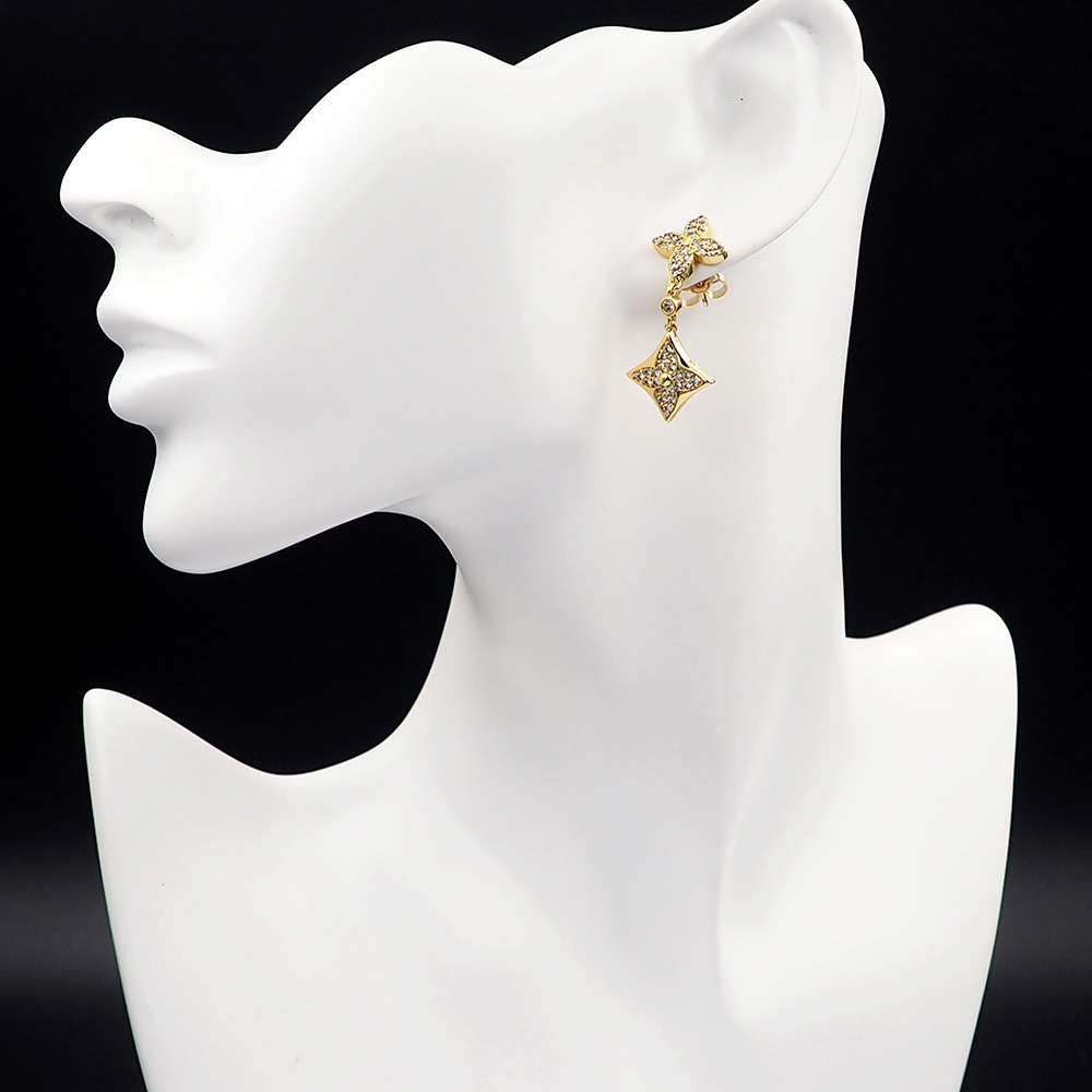 L0vis Vvtt0n D1am0nd Floral Earrings Gold For Women