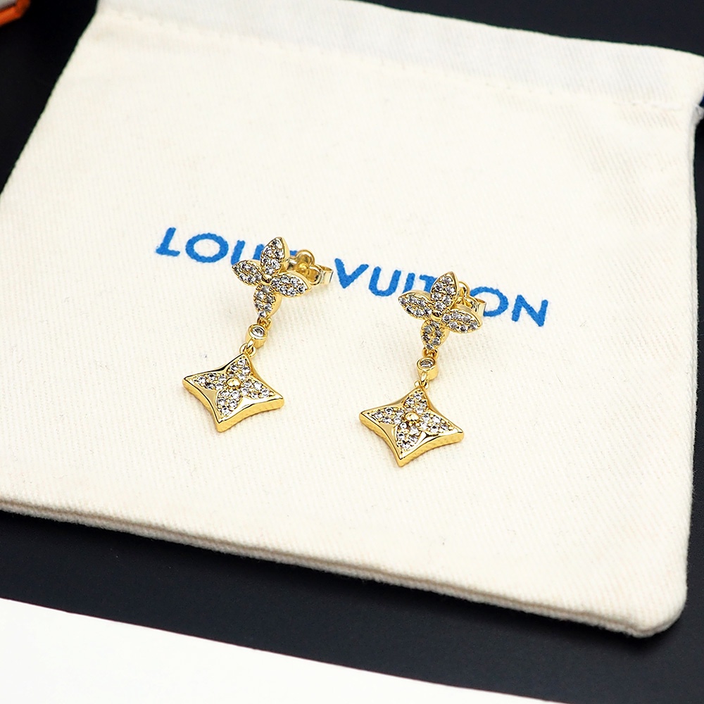 L0vis Vvtt0n D1am0nd Floral Earrings Gold For Women