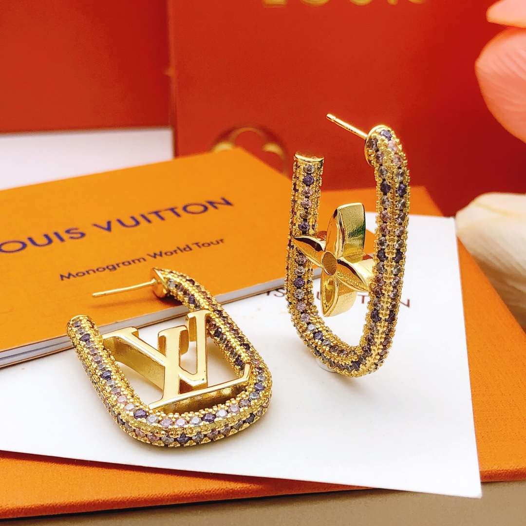 L0vis Vvtt0n D1am0nd Stud Earrings Gold For Women