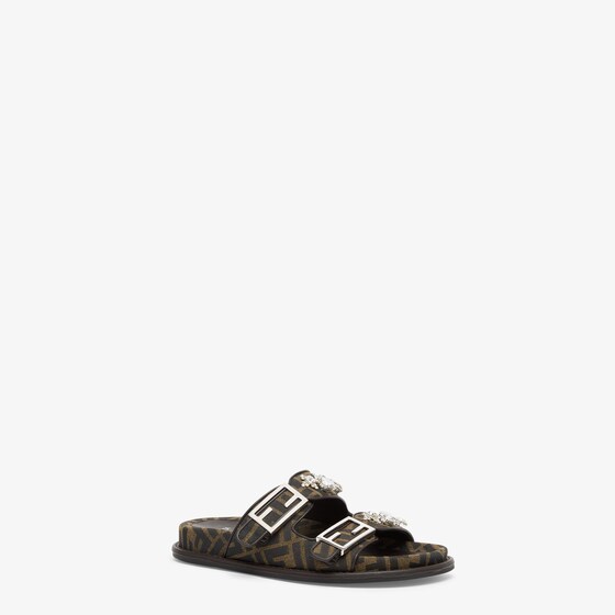 F**di Feel Fabric Slides Brown For Women 8X8326AQ65F1MYE