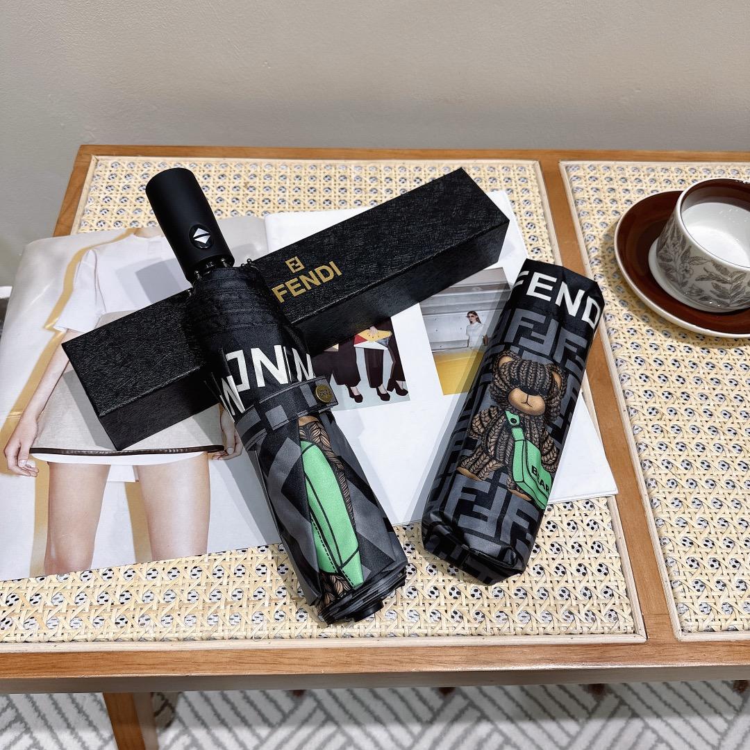 F**di Logo Compact Umbrella Black
