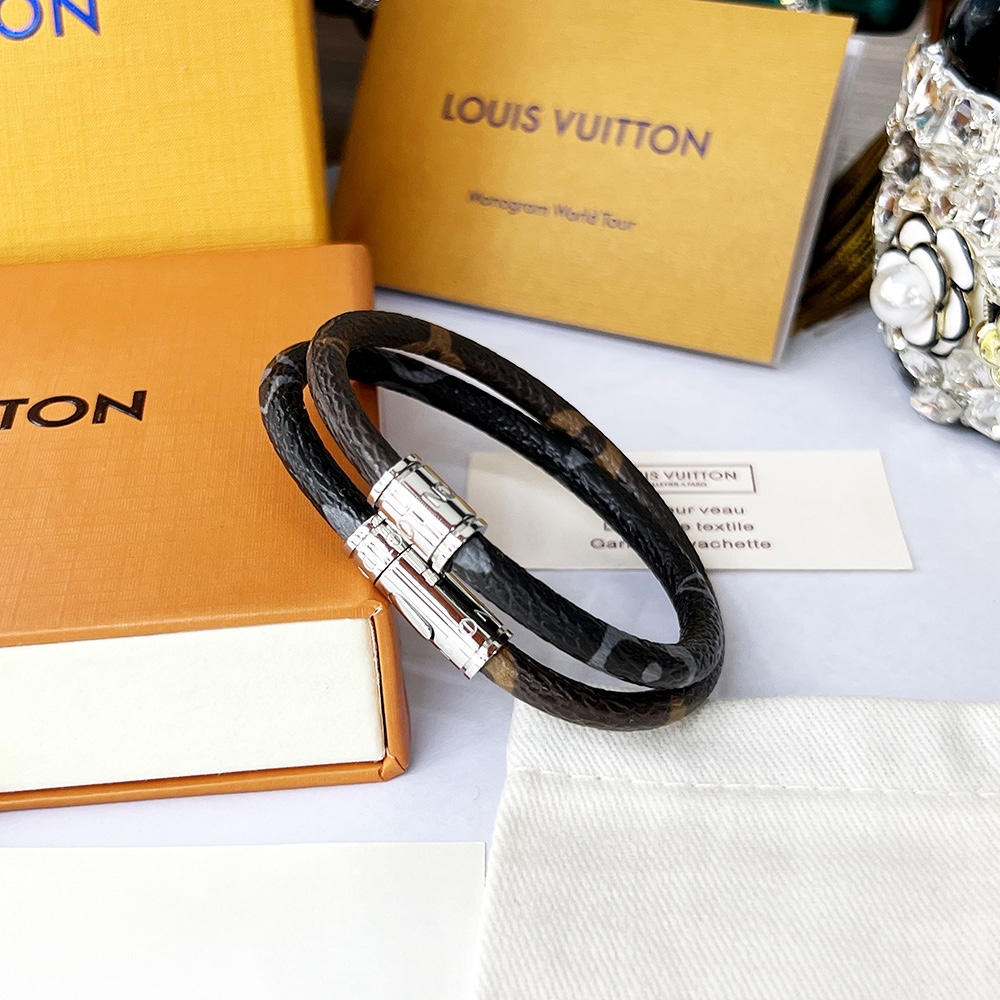 L0vis Vvtt0n Keep It Double Monogram Bracelet Brown For Women