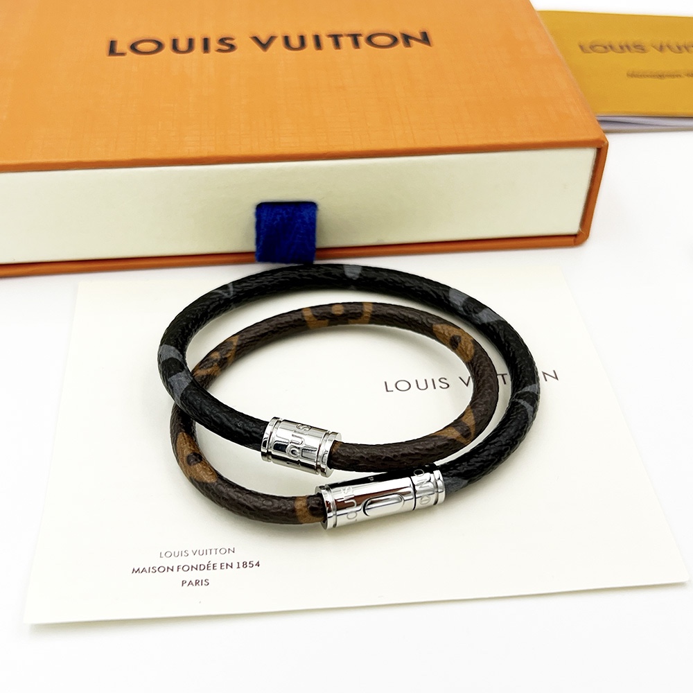 L0vis Vvtt0n Keep It Double Monogram Bracelet Brown For Women