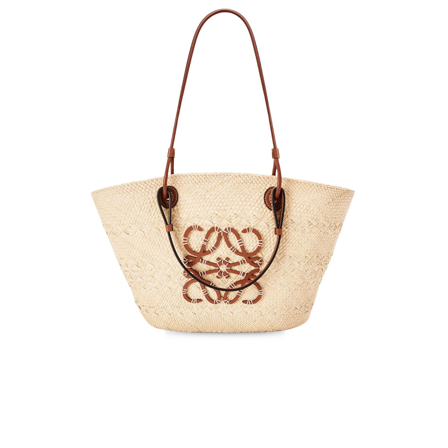 L0ew* Medium Anagram Basket Bag Beige For Women 18.1 Inches/ 46 Cm A223T43X02