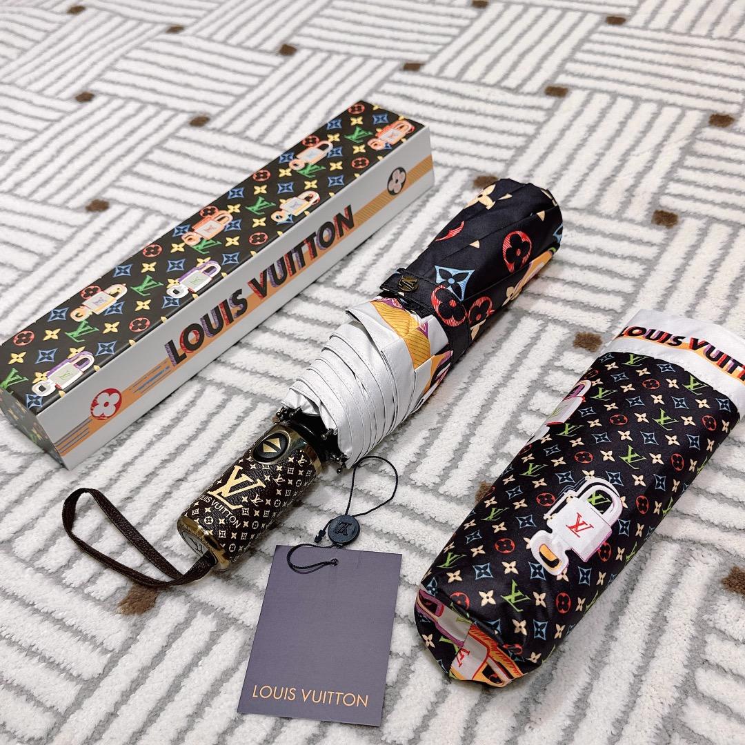 L0vis Vvtt0n Monogram Printed Umbrella Black