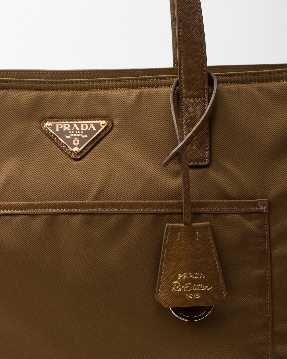 Pra*a Re-Edition 1978 Large Re-Nylon And Saffiano Tote Bag Beige For Women 16.9 Inches/ 43 Cm 1BG527_R064_F0594_V_OOO