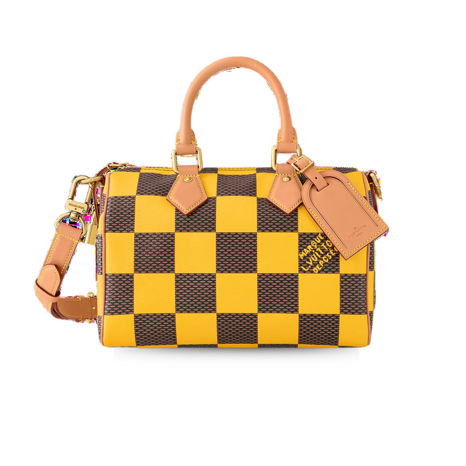 L0vis Vvtt0n Speedy 25 Bandoulière Damier Pop Yellow For Men 9.8 Inches/ 25 Cm N40584