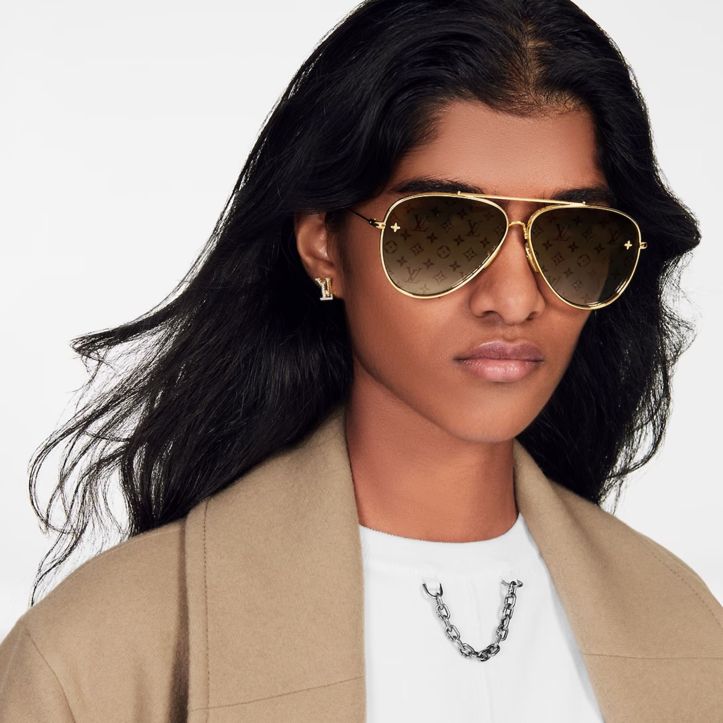 L0vis Vvtt0n The LV Pilot Sunglasses Gold For Women Z1620U