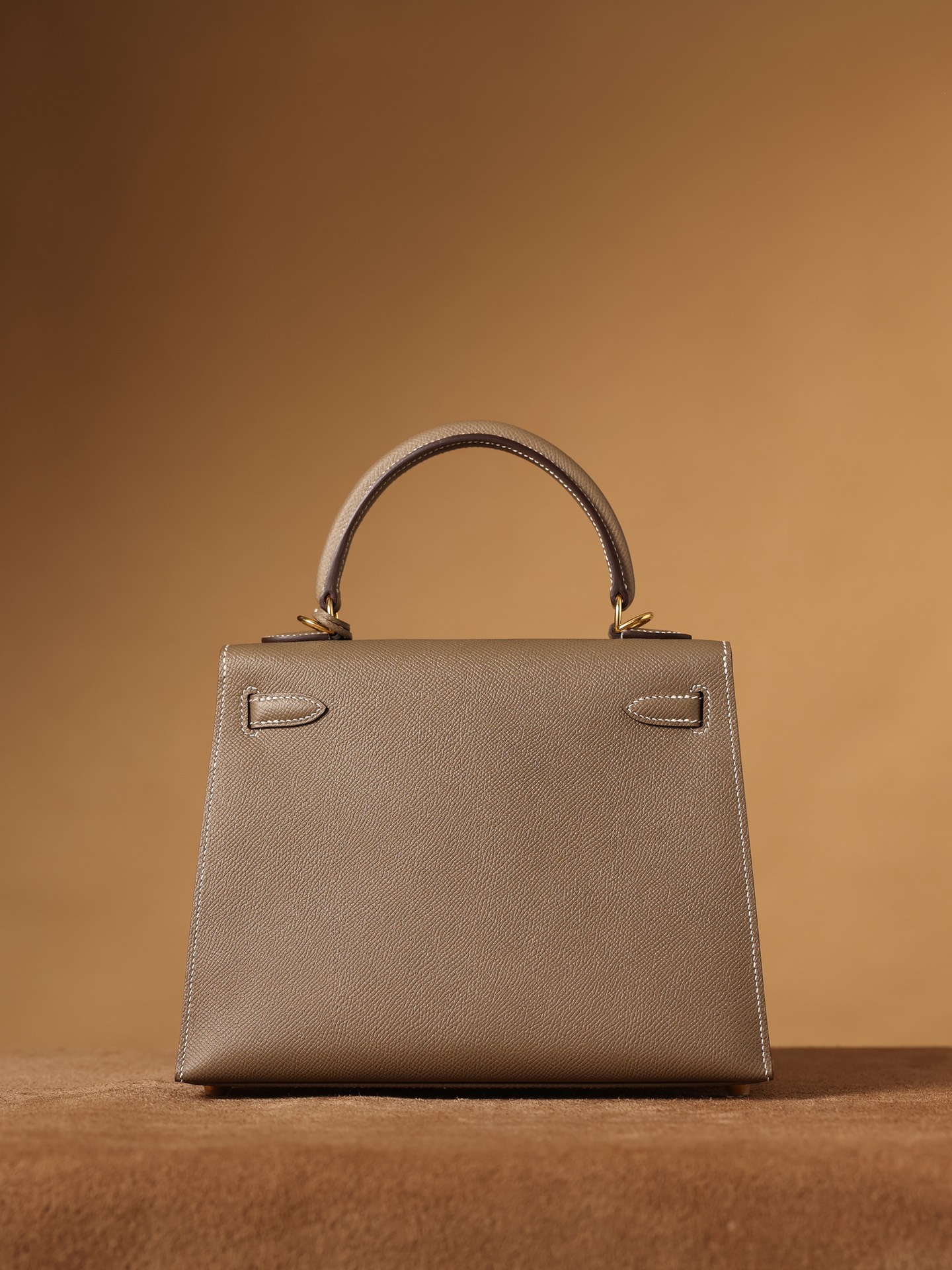 H**me5 Kelly Epsom Gold Tone Lock Bag Grey For Women 9,8in/25cm