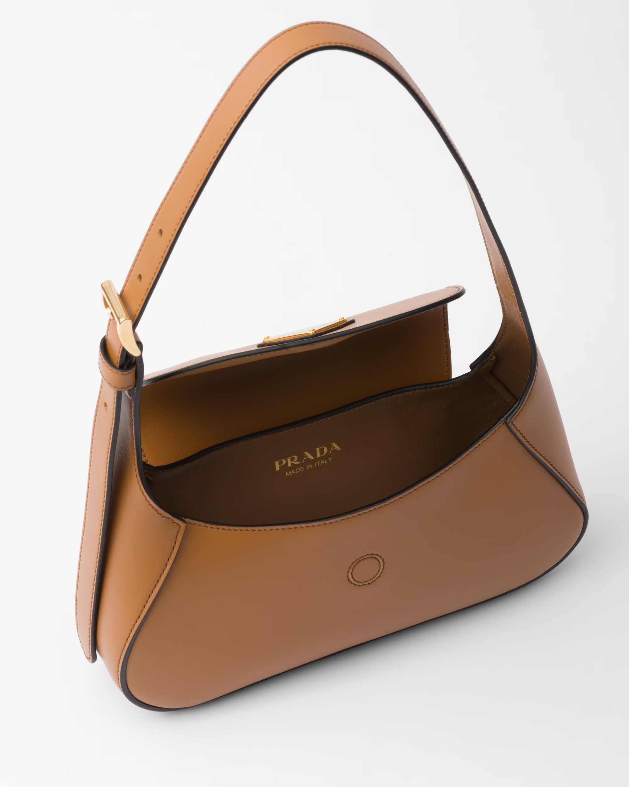 [True-to-ORIGINAL] Pra*a Small Shoulder Bag Brown For Women 9,8in/25cm