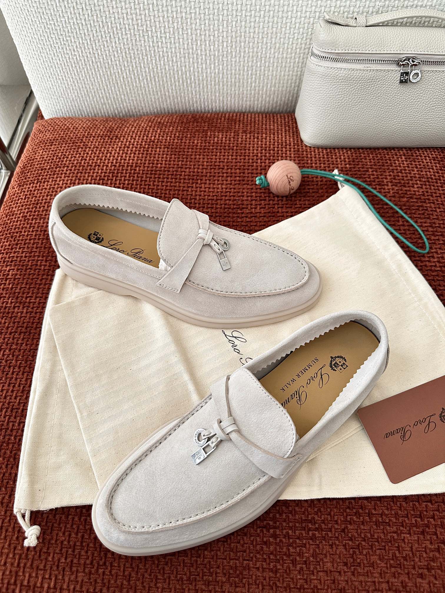 L0r0 P1ana Summer Charms Walk Loafers Powder Pearl For Women – FAE5444 A760