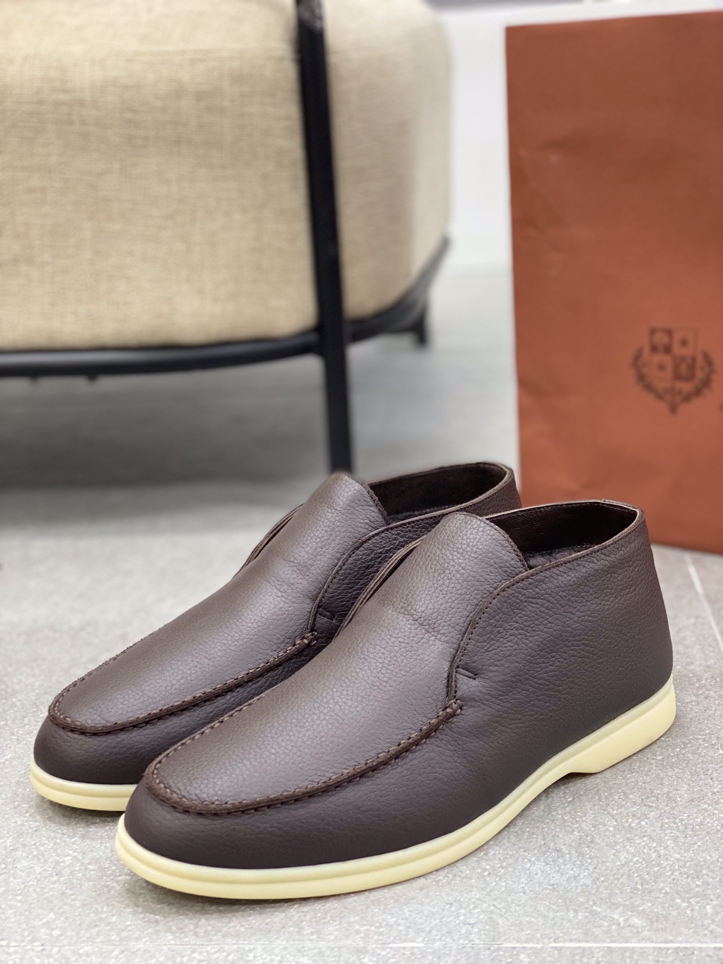 L0r0 P1ana Open Walk Ankle Boots Brown For Men FAI3276