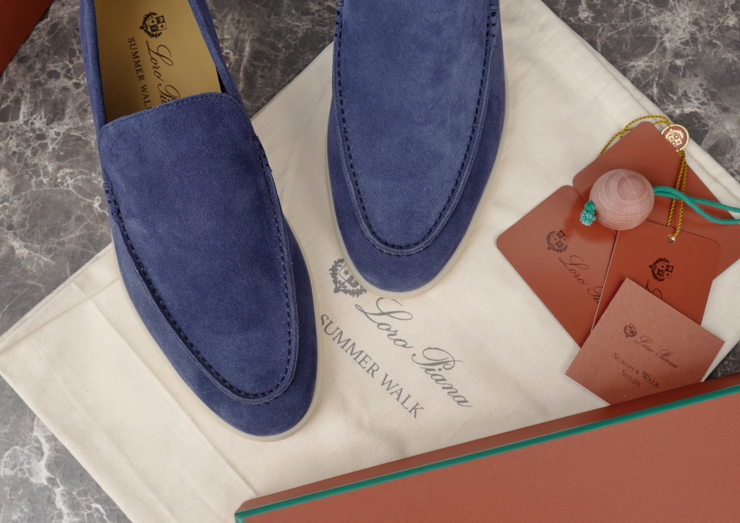 L0r0 P1ana Summer Walk Loafers Blue For Men FAE8124