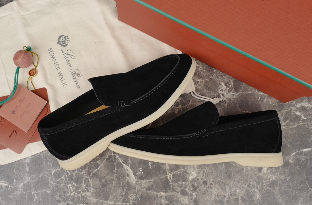 L0r0 P1ana Summer Walk Loafers Black For Men FAE8124