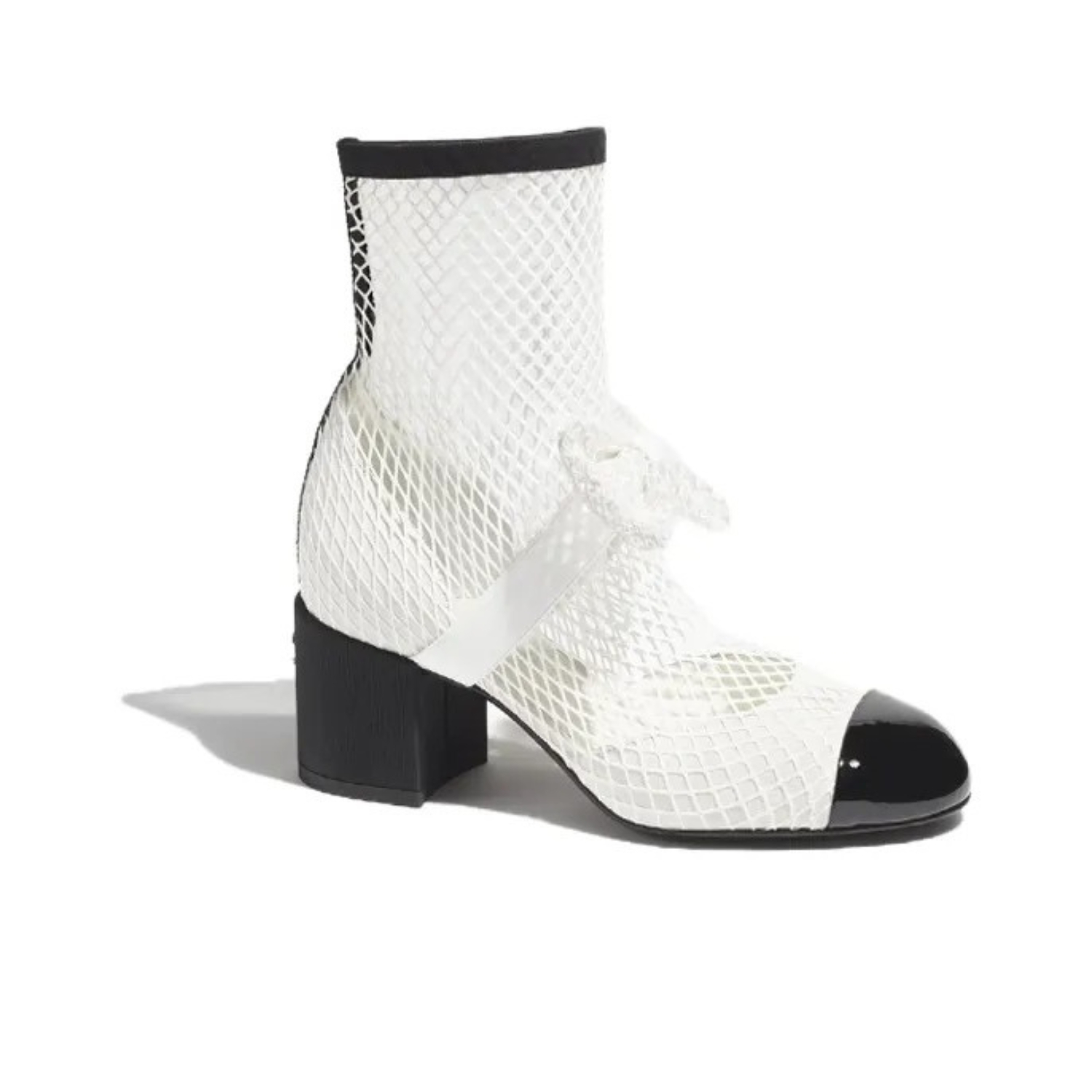 Ch**el Mesh Bow Ankle Boots White For Women G40097 Y56613 K5928