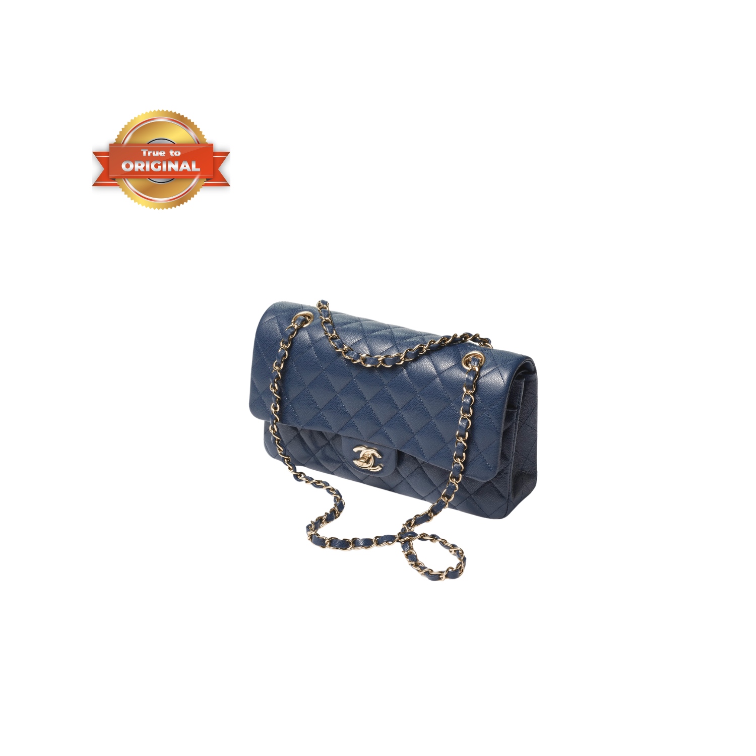 [True-to-ORIGINAL] Ch**el Classic 11.12 Handbag Dark Blue GOLD-toned hardware For Women A01112 B10583 NZG78