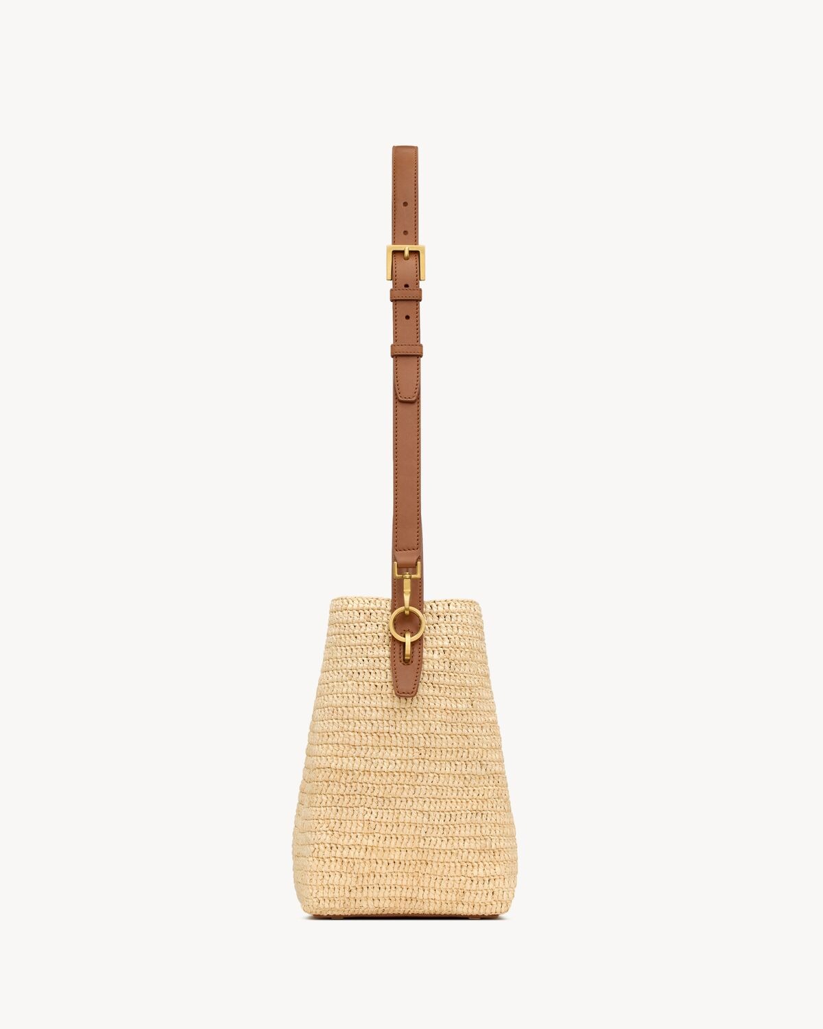 [True-to-ORIGINAL] Sa1nt Lau*nt Le 37 In Woven Raffia And Vegetable-Tanned Beige For Women 9.8 Inches/ 25 Cm 773991GAAD72080