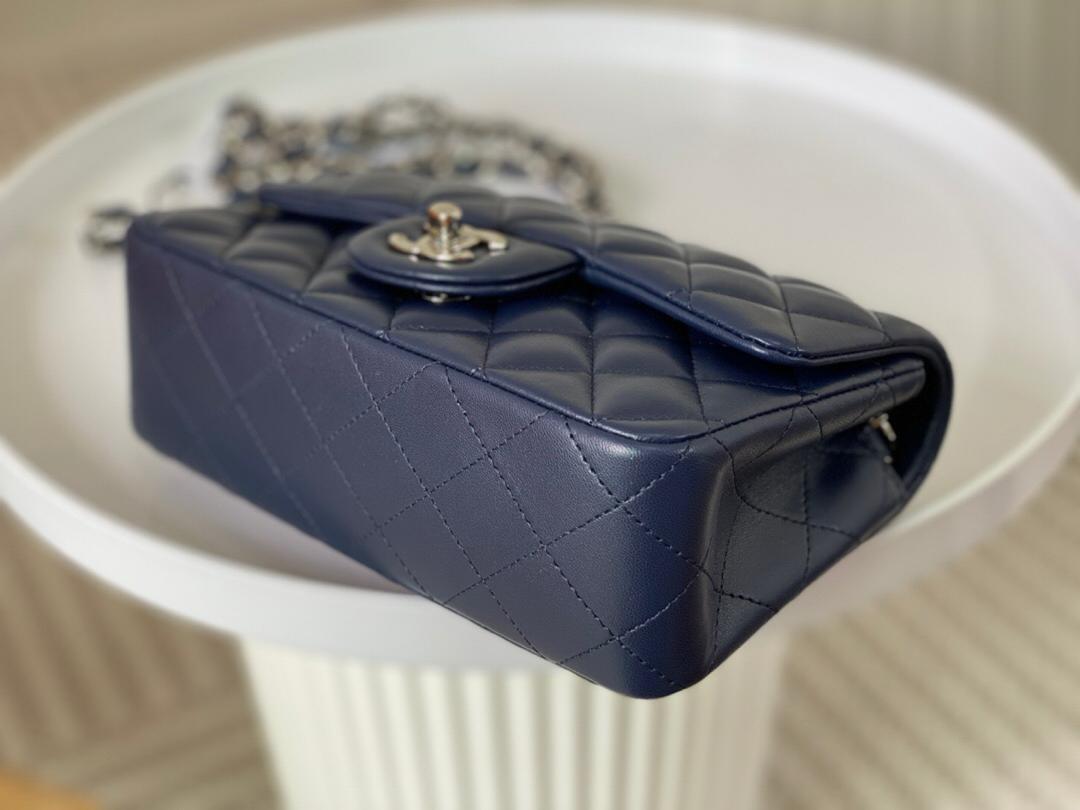 Ch**el Classic Handbag Navy Blue For Women, Women’s Bags, Shoulder And Crossbody Bags 10.2in/20cm A01112