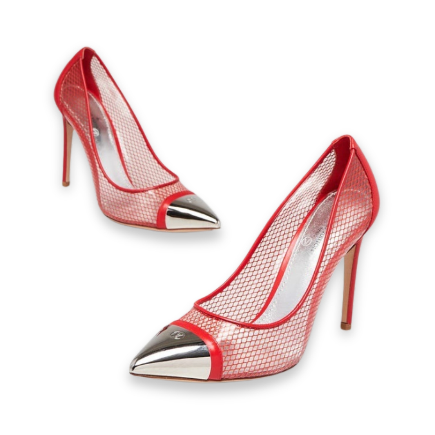 L0vis Vvtt0n Mesh And PVC Twist Pumps Red For Women