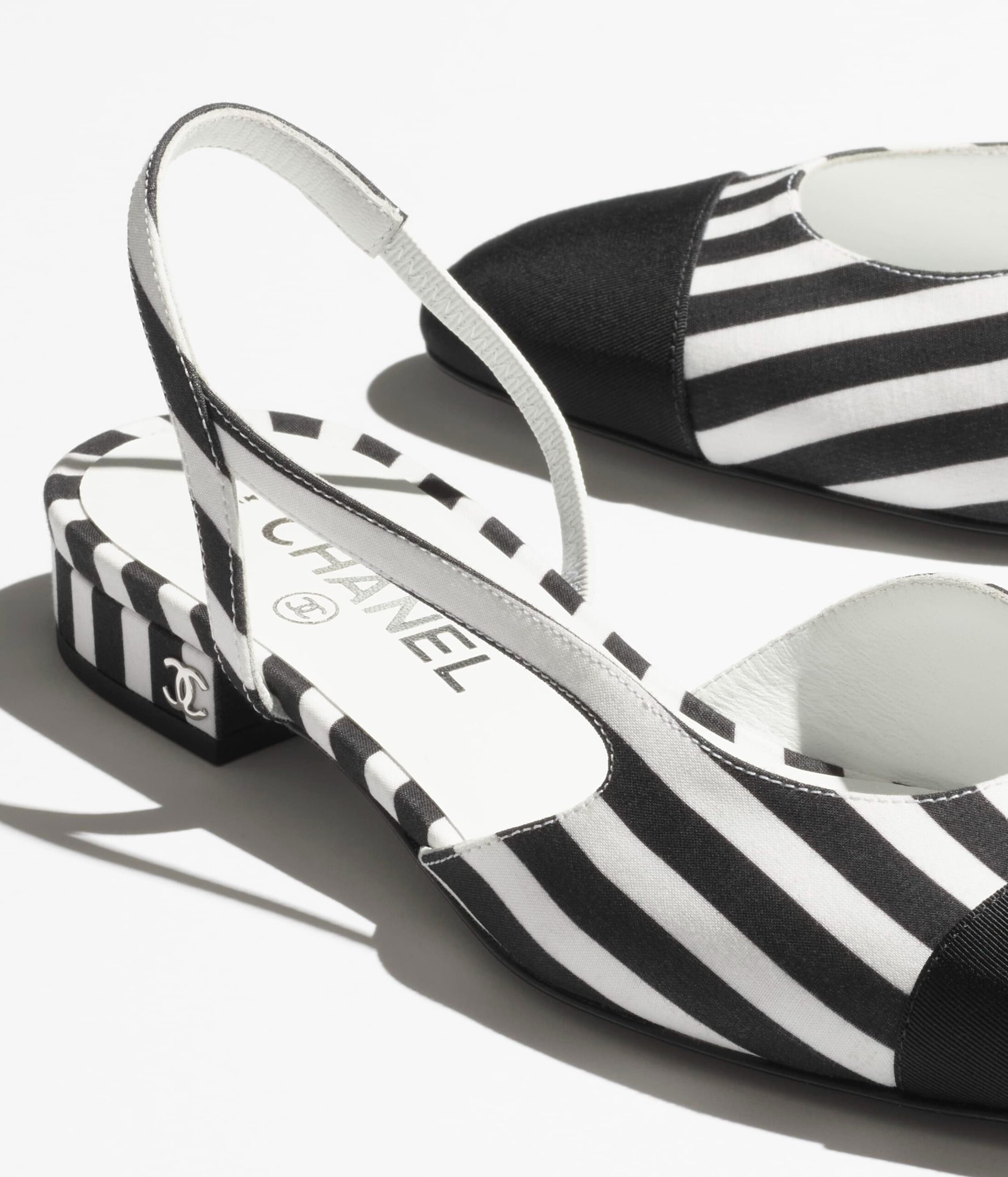 Ch**el Slingbacks Sandals White And Black For Women G31319 B16024 NW006
