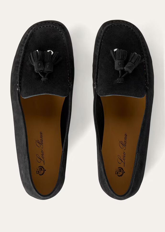 L0r0 P1ana Dot Sole Walk Loafers Caviar For Women – FAN0109 MB97