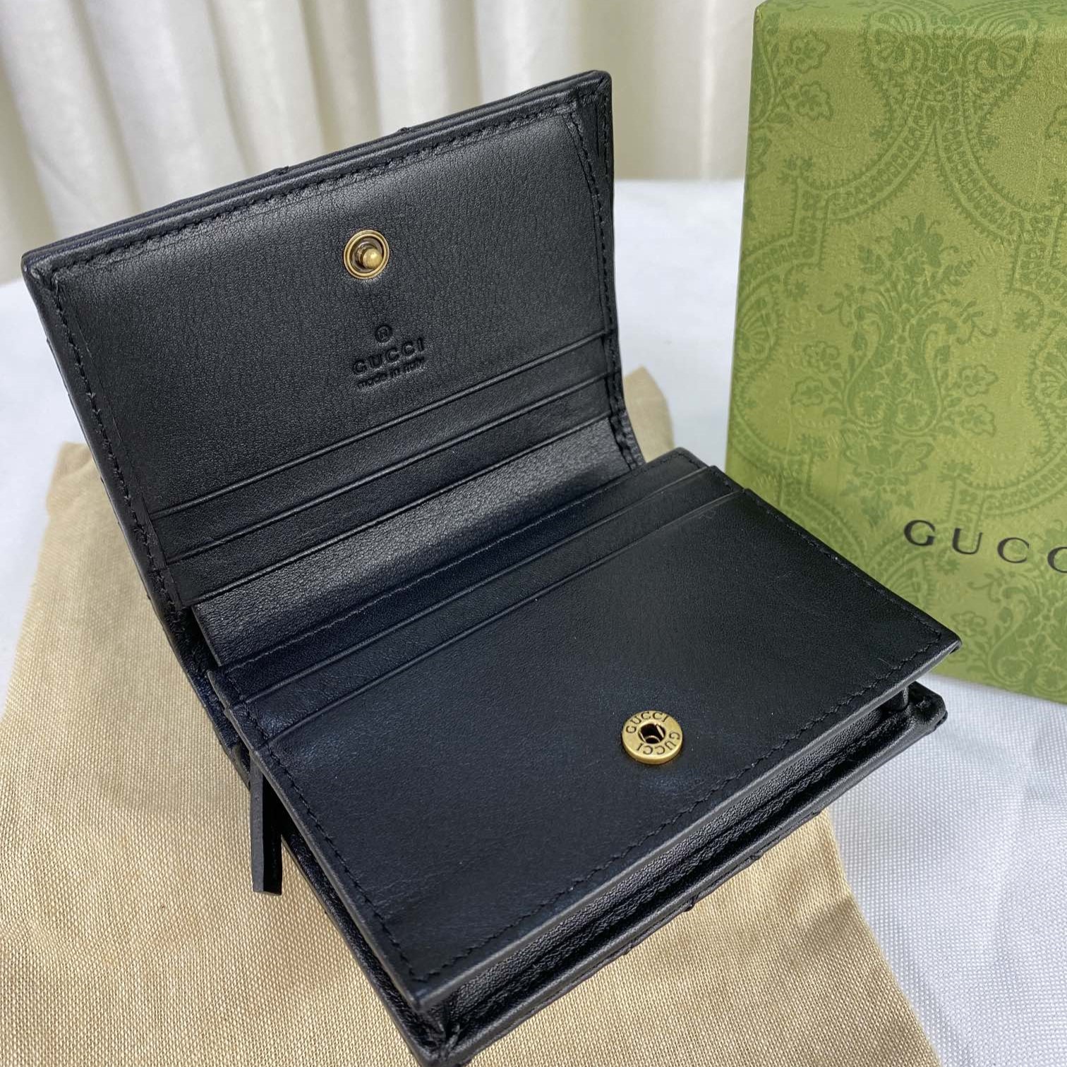 Gvc*1 GG Marmont Card Case Wallet Black For Women 4.5in/11cm 466492 DTD1T 1000