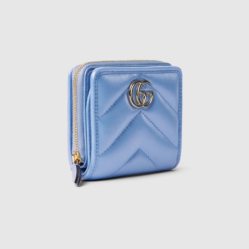 Gvc*1 GG Marmont Mini Wallet Light Blue For Women 4.3in/11cm 795520 AADU1 4322