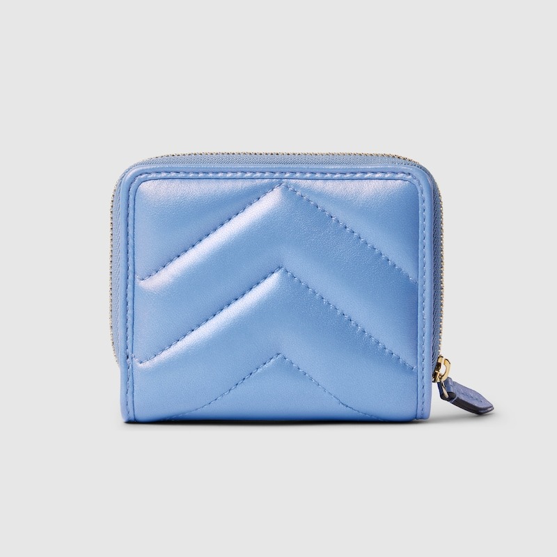 Gvc*1 GG Marmont Mini Wallet Light Blue For Women 4.3in/11cm 795520 AADU1 4322