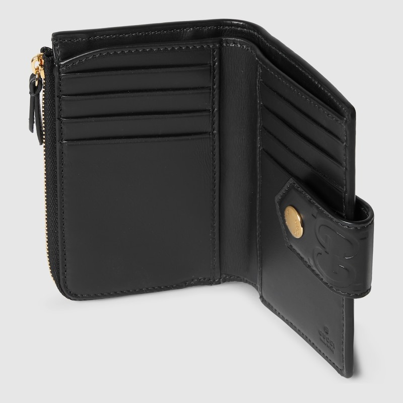 Gvc*1 GG Medium Wallet Black For Women 6.7in/17cm 790131 AADLO 1000