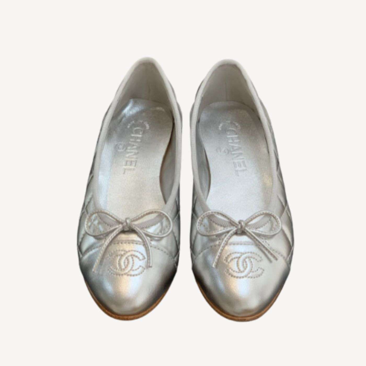 Ch**el Ballet Flats Silver For Women