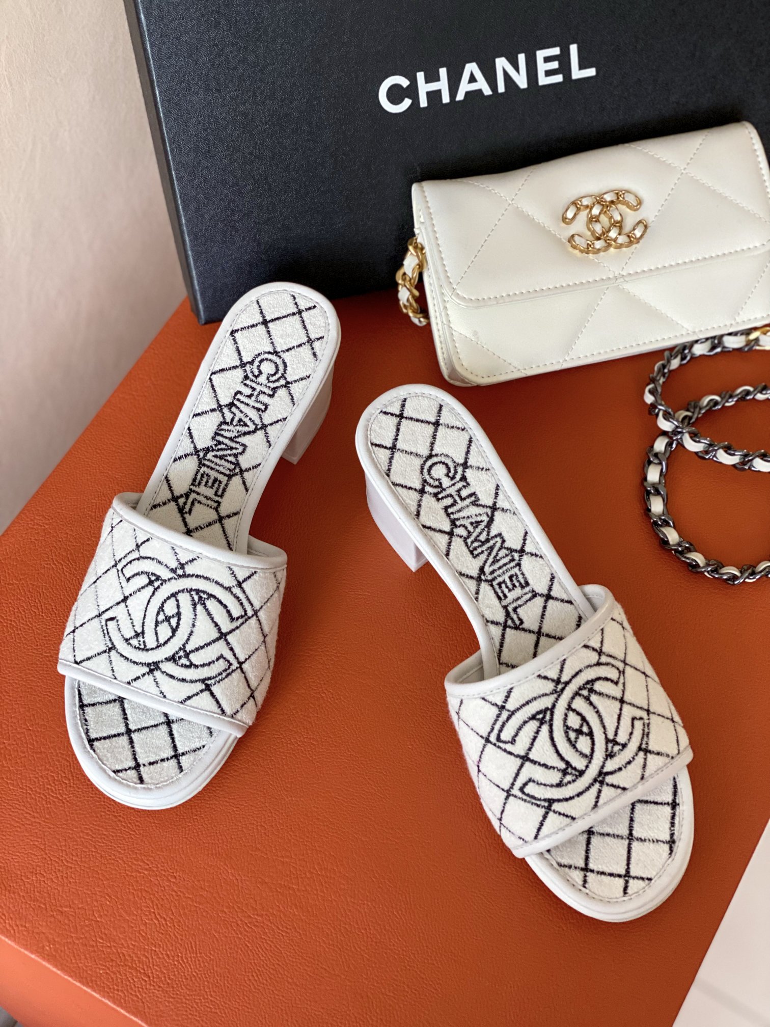 Ch**el Sandals White For Women 1.77in/4.5cm