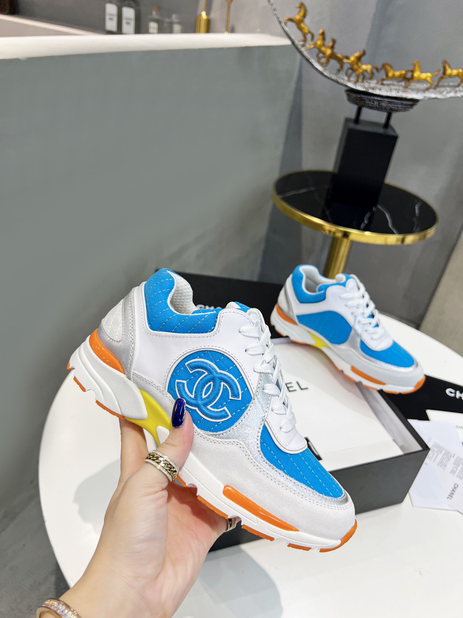 Ch**el Sneakers Blue For Women