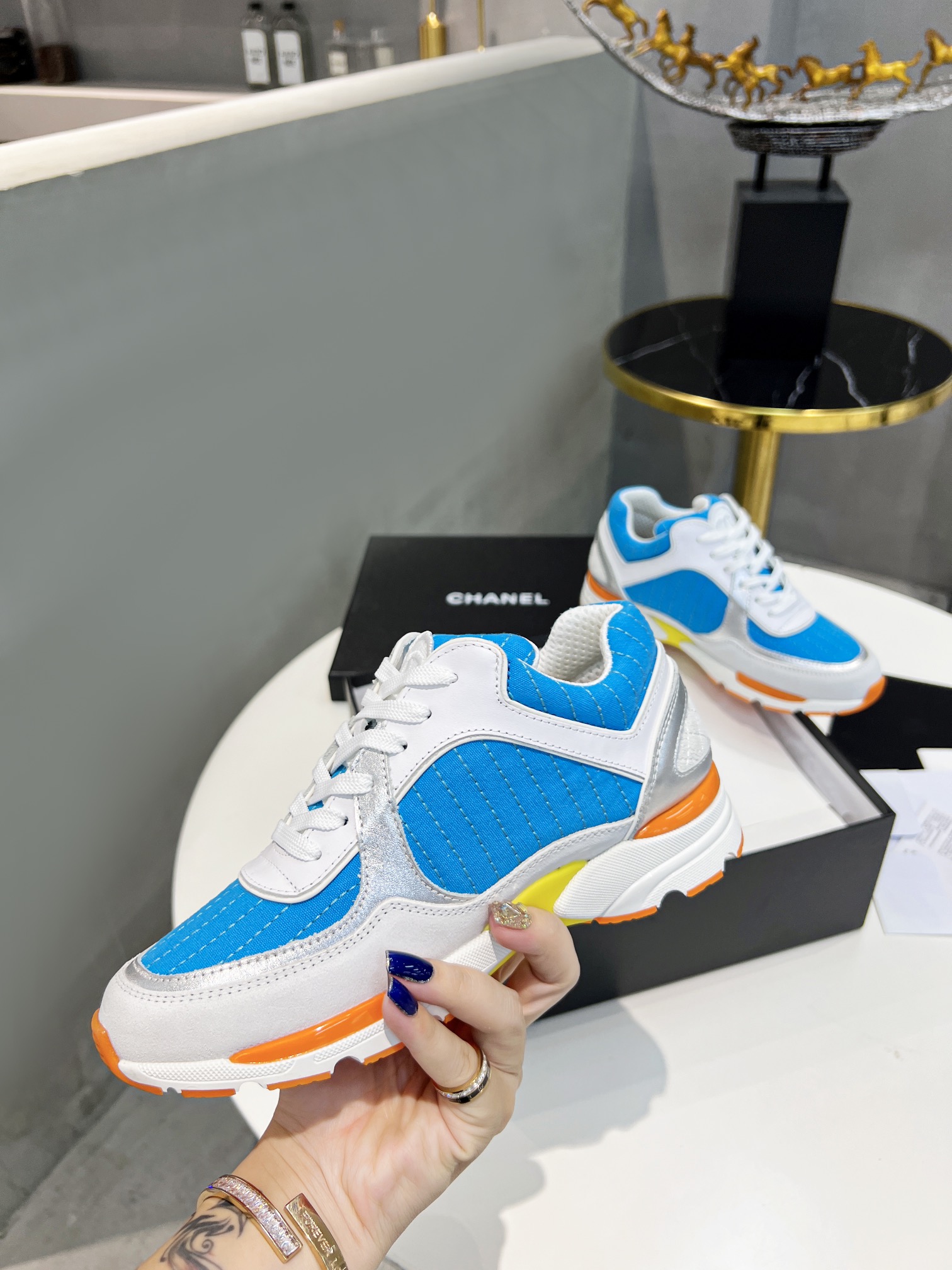 Ch**el Sneakers Blue For Women