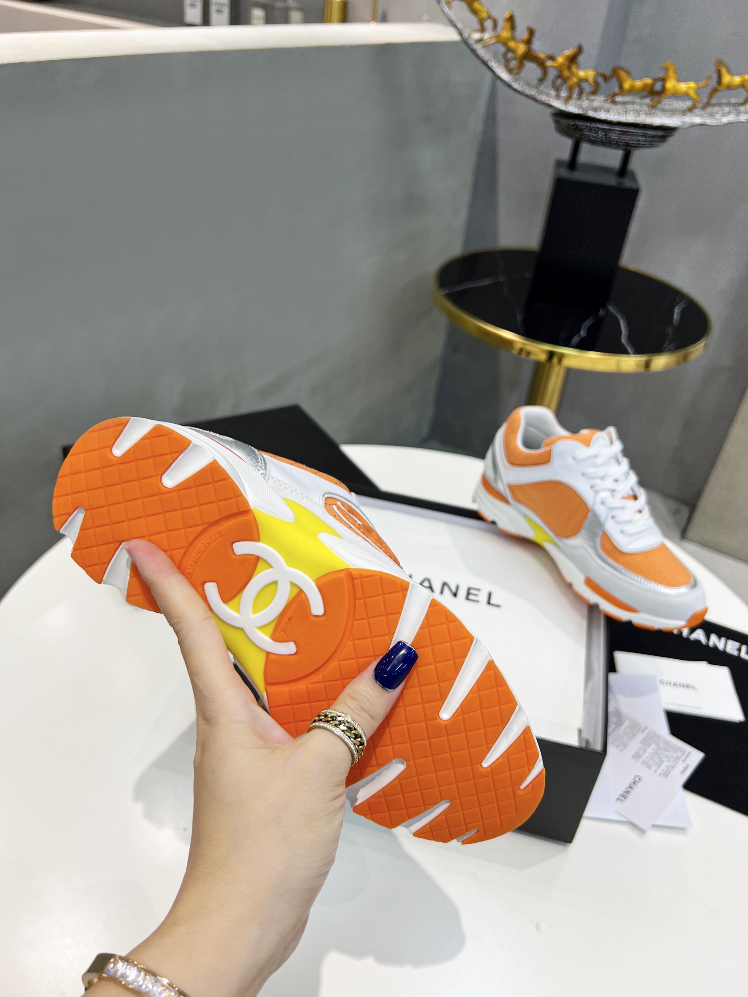 Ch**el Sneakers Orange For Women