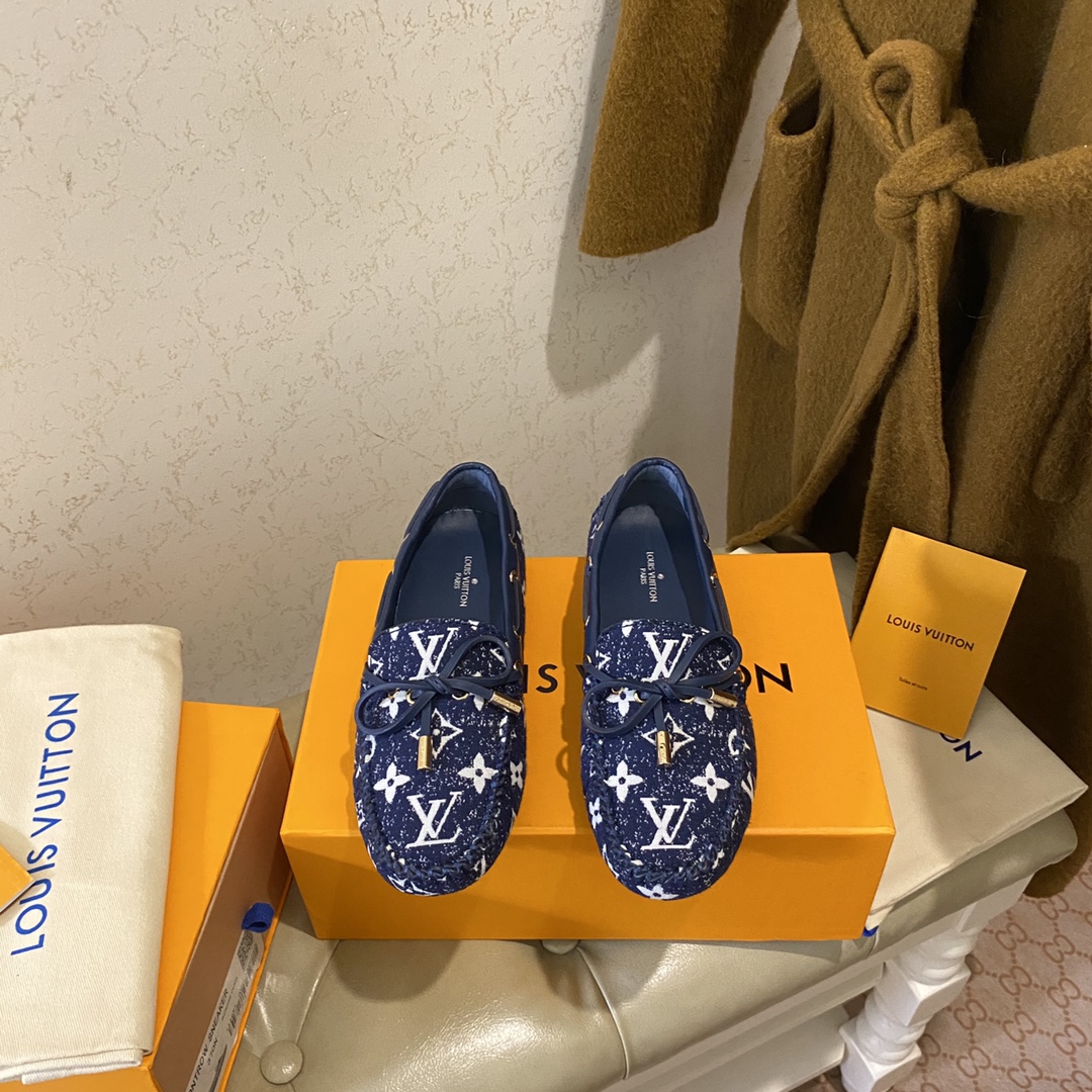 L0vis Vvtt0n Gloria Flat Loafer Blue For Women