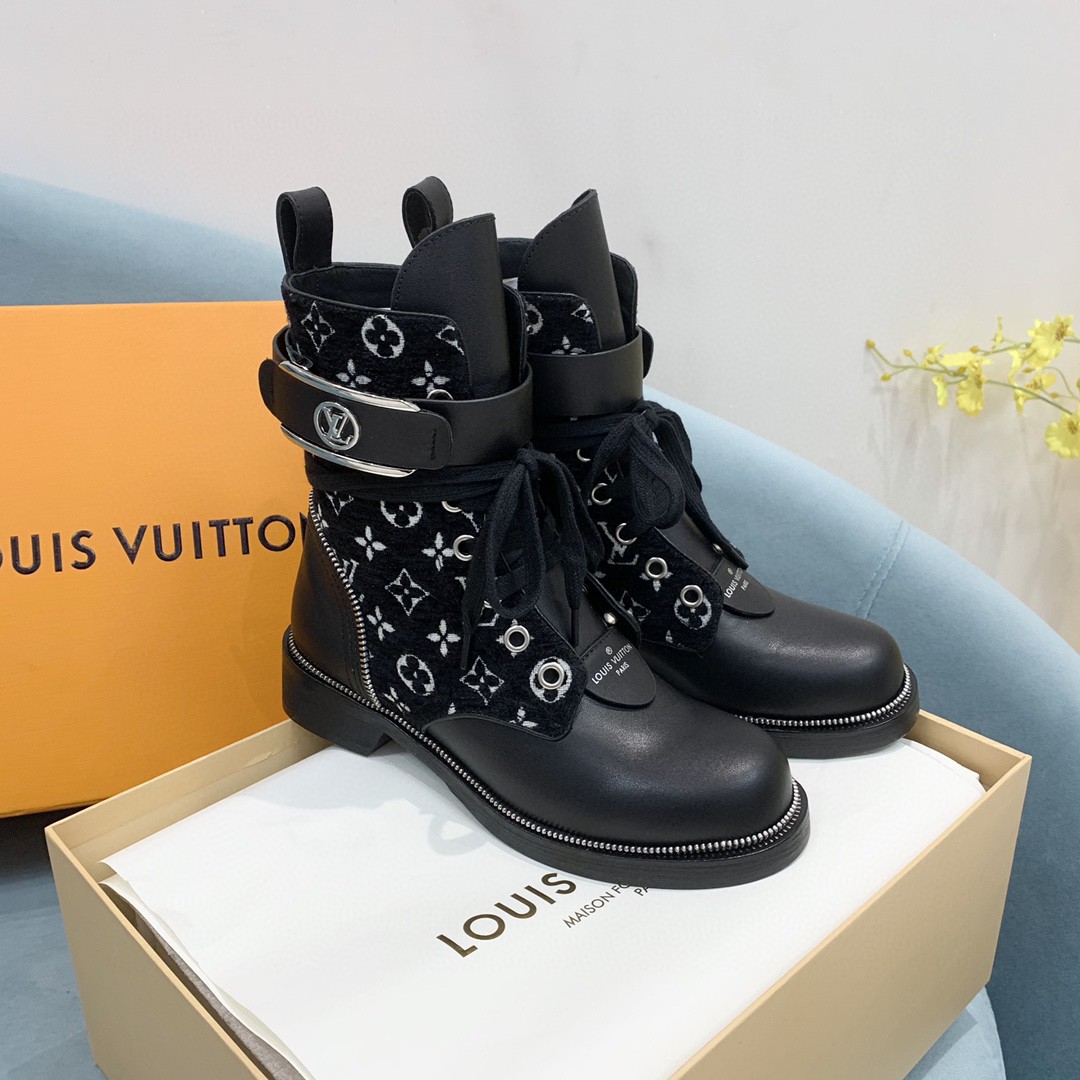 L0vis Vvtt0n Metropolis Flat Ranger Boots Black For Women