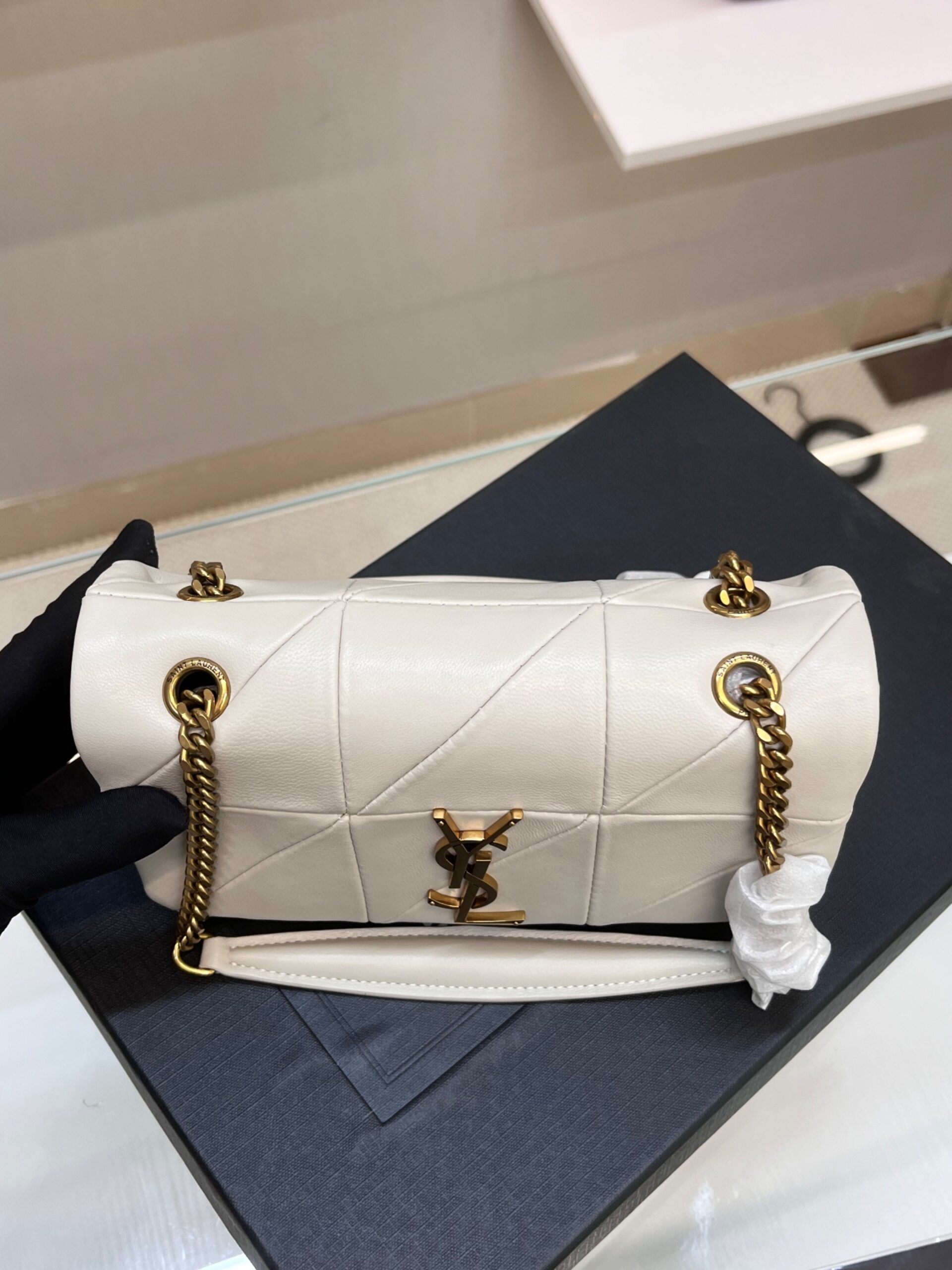 [True-to-ORIGINAL] Sa1nt Lau*nt Jamie Small Chain Bag White For Women 7.8in/20cm