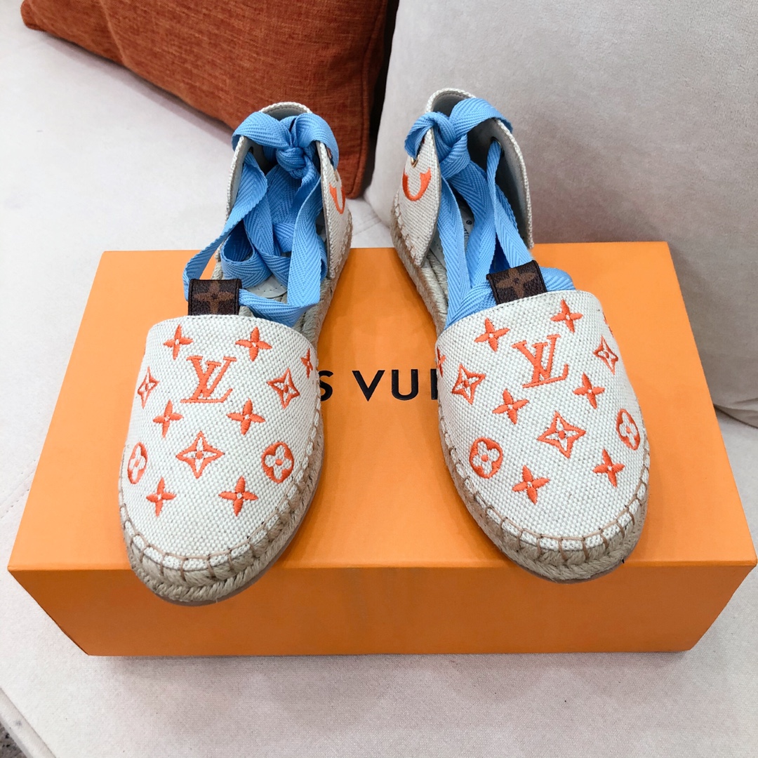 L0vis Vvtt0n Women’s Starboard Flat Espadrille Orange For Women LV