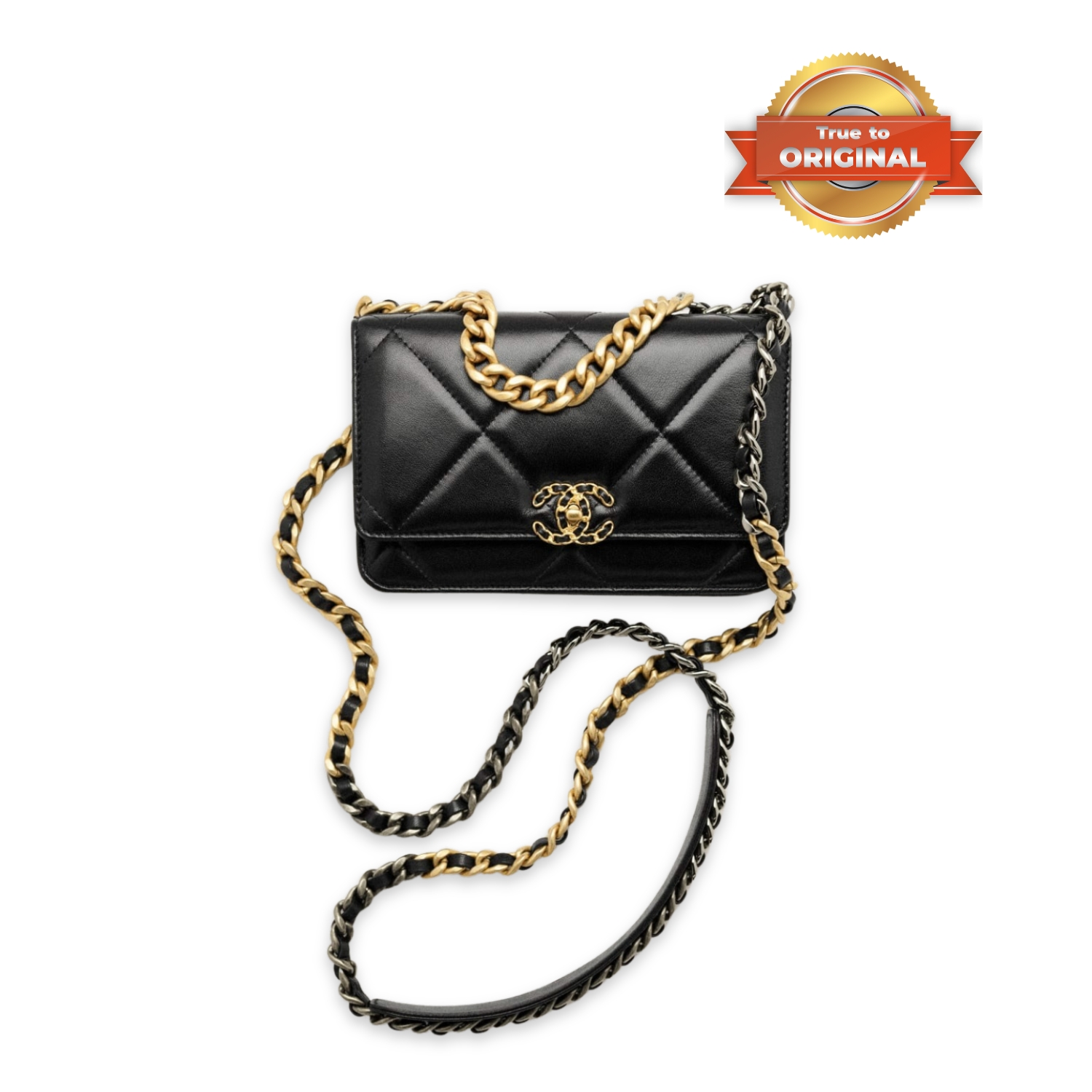 [True-to-ORIGINAL] Ch**el 19 Wallet On Chain Black For Women 19cm/7.5in AP3267 B04852 94305