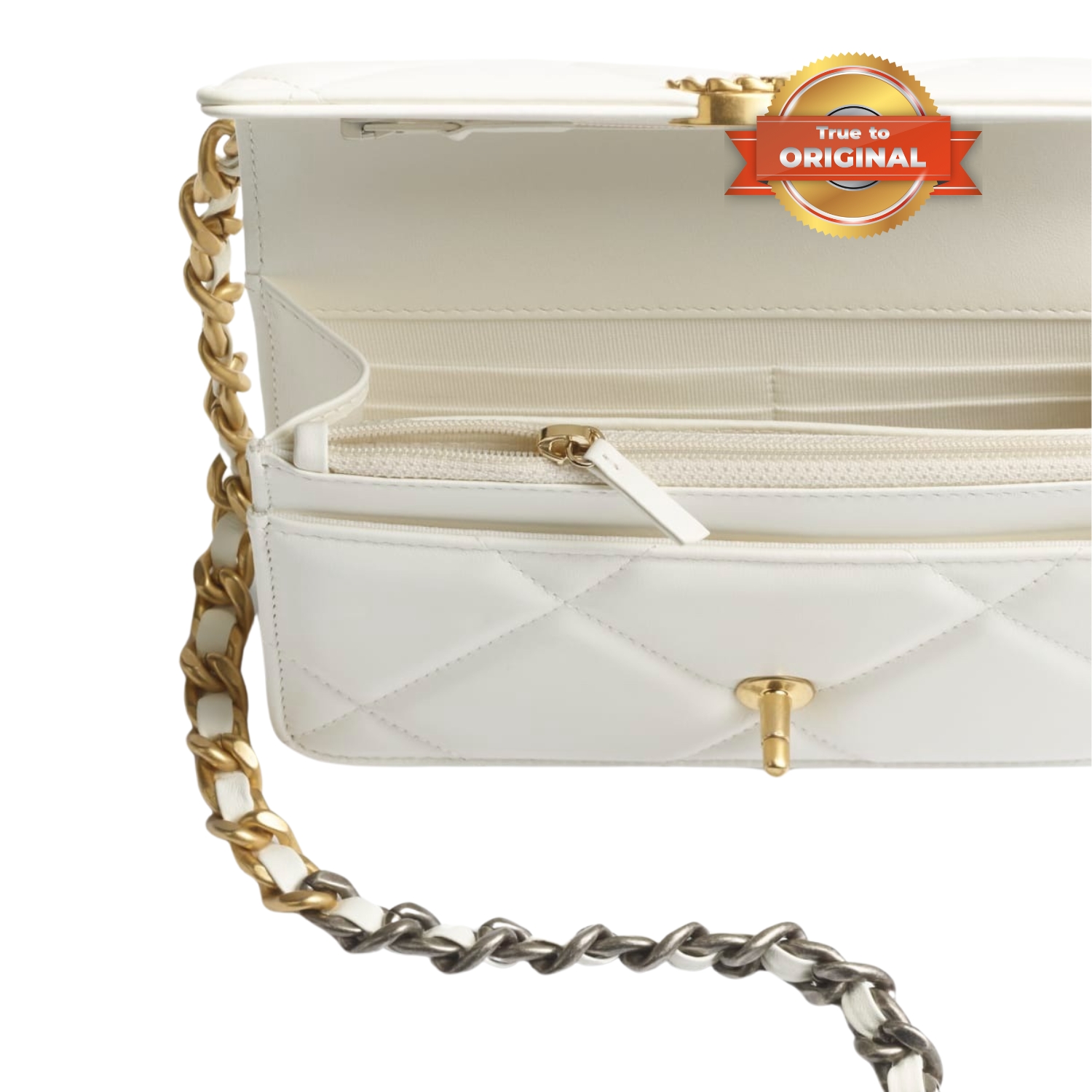 [True-to-ORIGINAL] Ch**el 19 Wallet On Chain White For Women 19cm/7.5in AP3267 B04852 10601