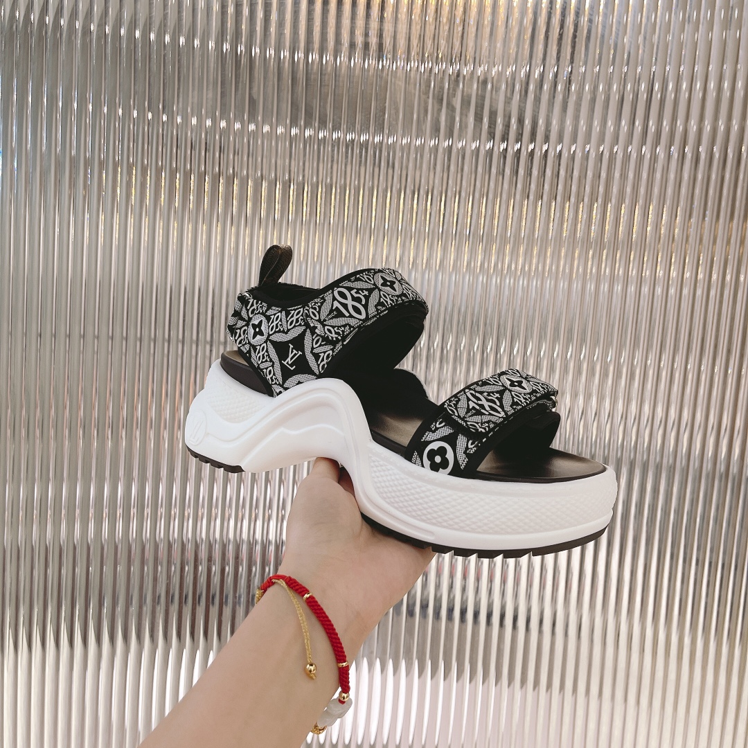 L0vis Vvtt0n Women’s LV Archlight Flat Sandal Black For Women LV