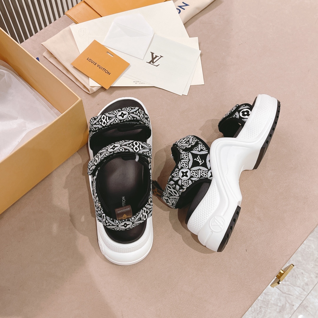 L0vis Vvtt0n Women’s LV Archlight Flat Sandal Black For Women LV