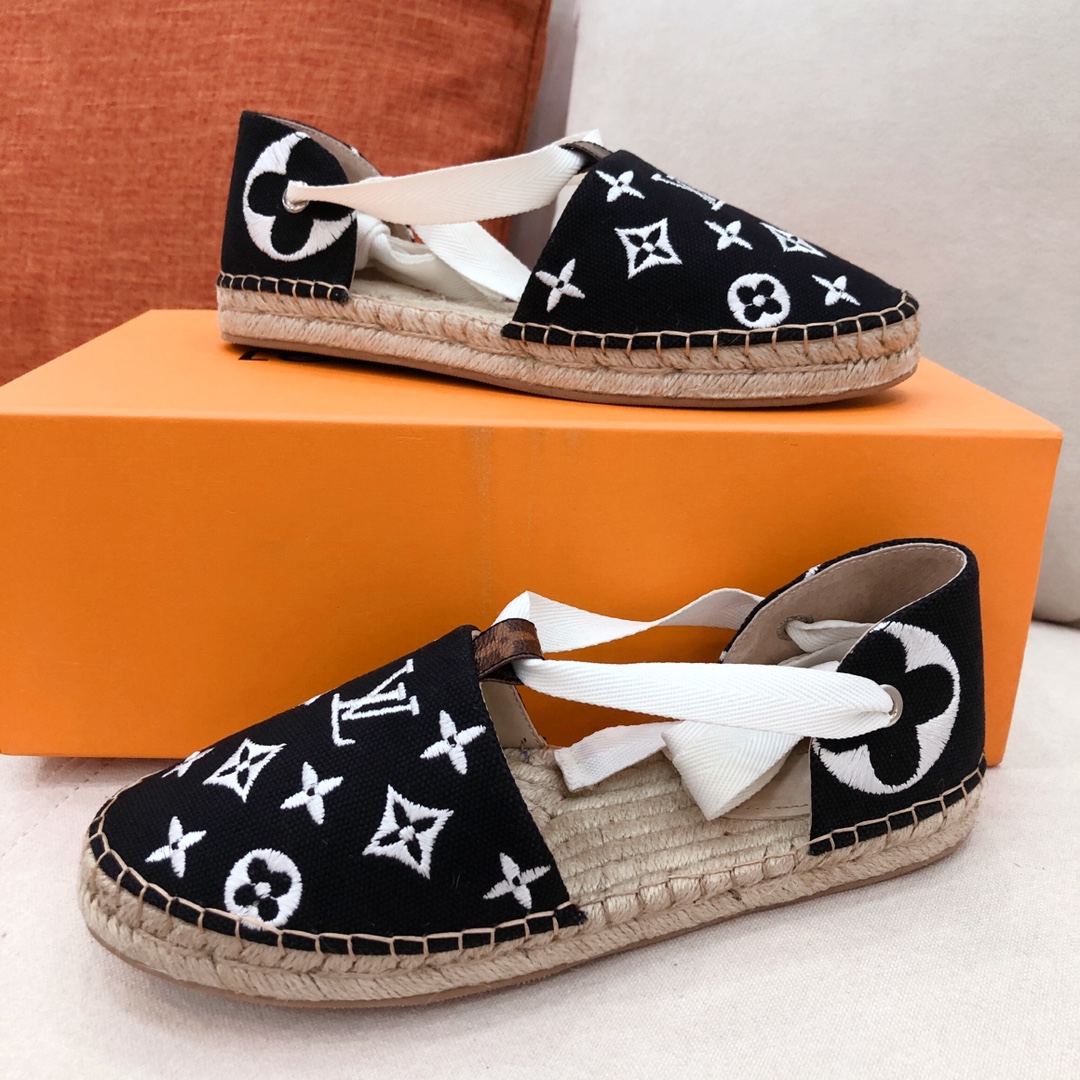 L0vis Vvtt0n Women’s Starboard Flat Espadrille Black For Women LV