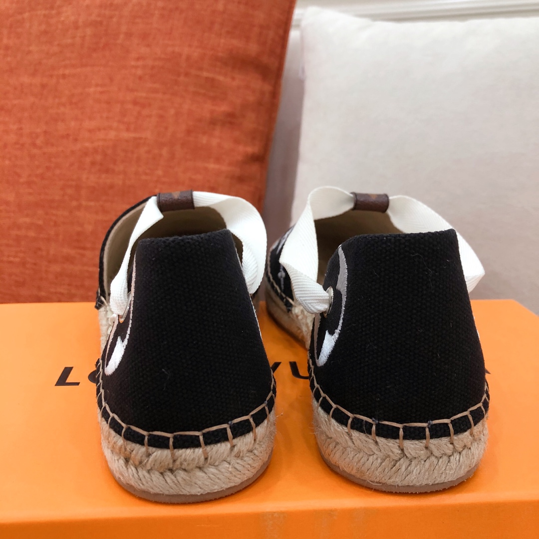 L0vis Vvtt0n Women’s Starboard Flat Espadrille Black For Women LV