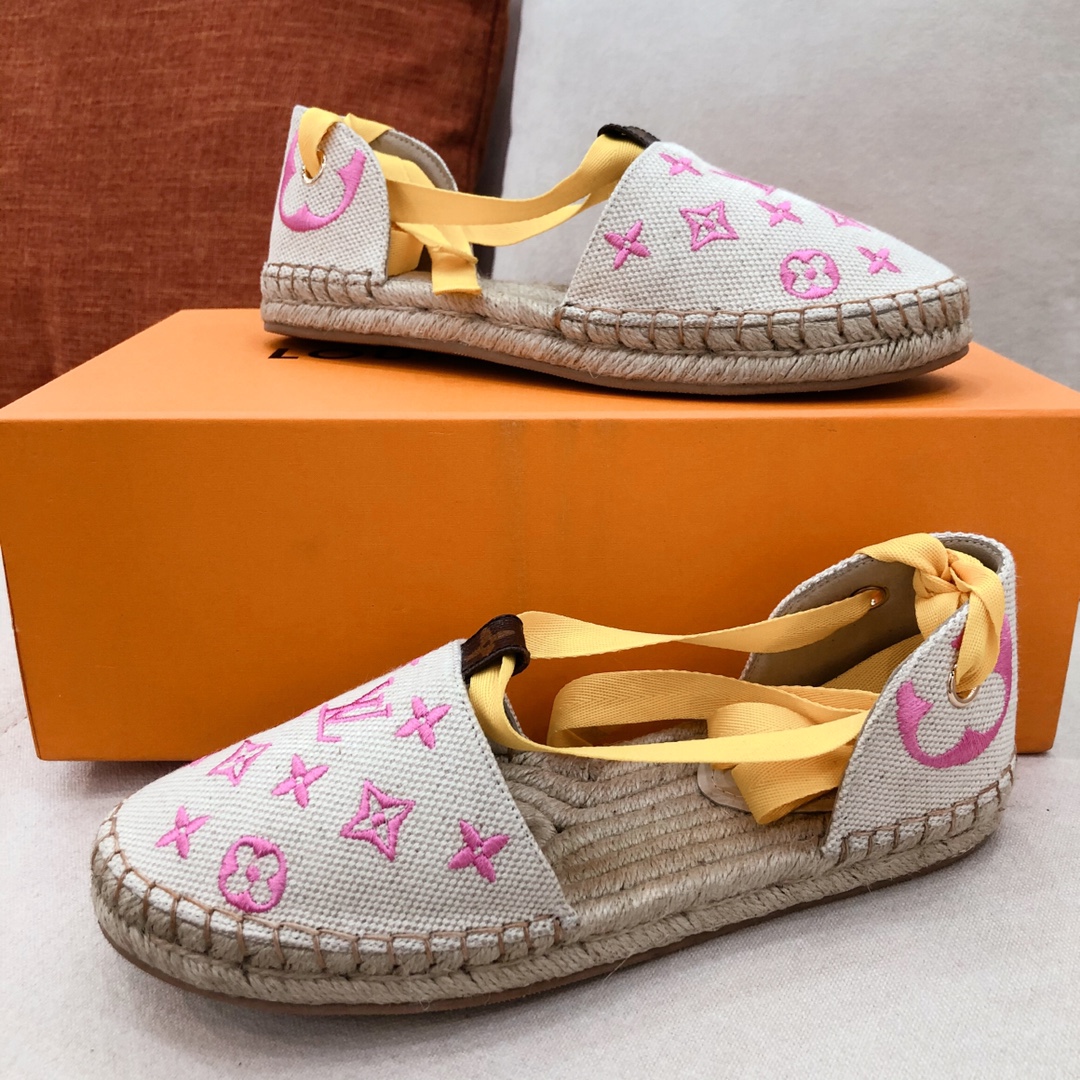 L0vis Vvtt0n Women’s Starboard Flat Espadrille Pink For Women LV