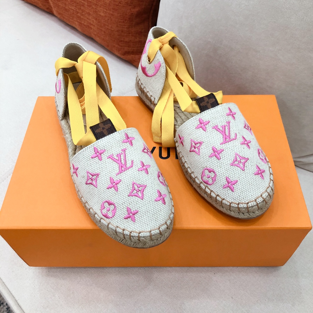 L0vis Vvtt0n Women’s Starboard Flat Espadrille Pink For Women LV
