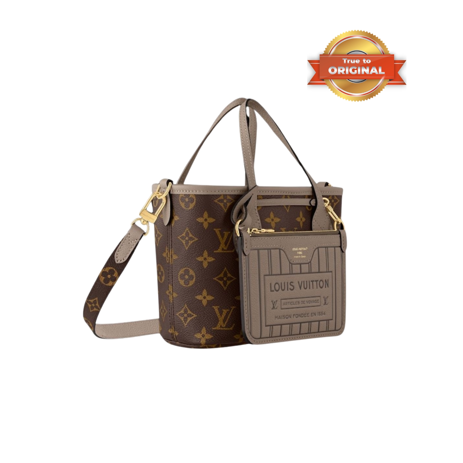 [True-to-ORIGINAL] L0vis Vvtt0n Neverfull Bandoulière Inside Out BB Dark Fango For Women 24cm/9.4in M12109