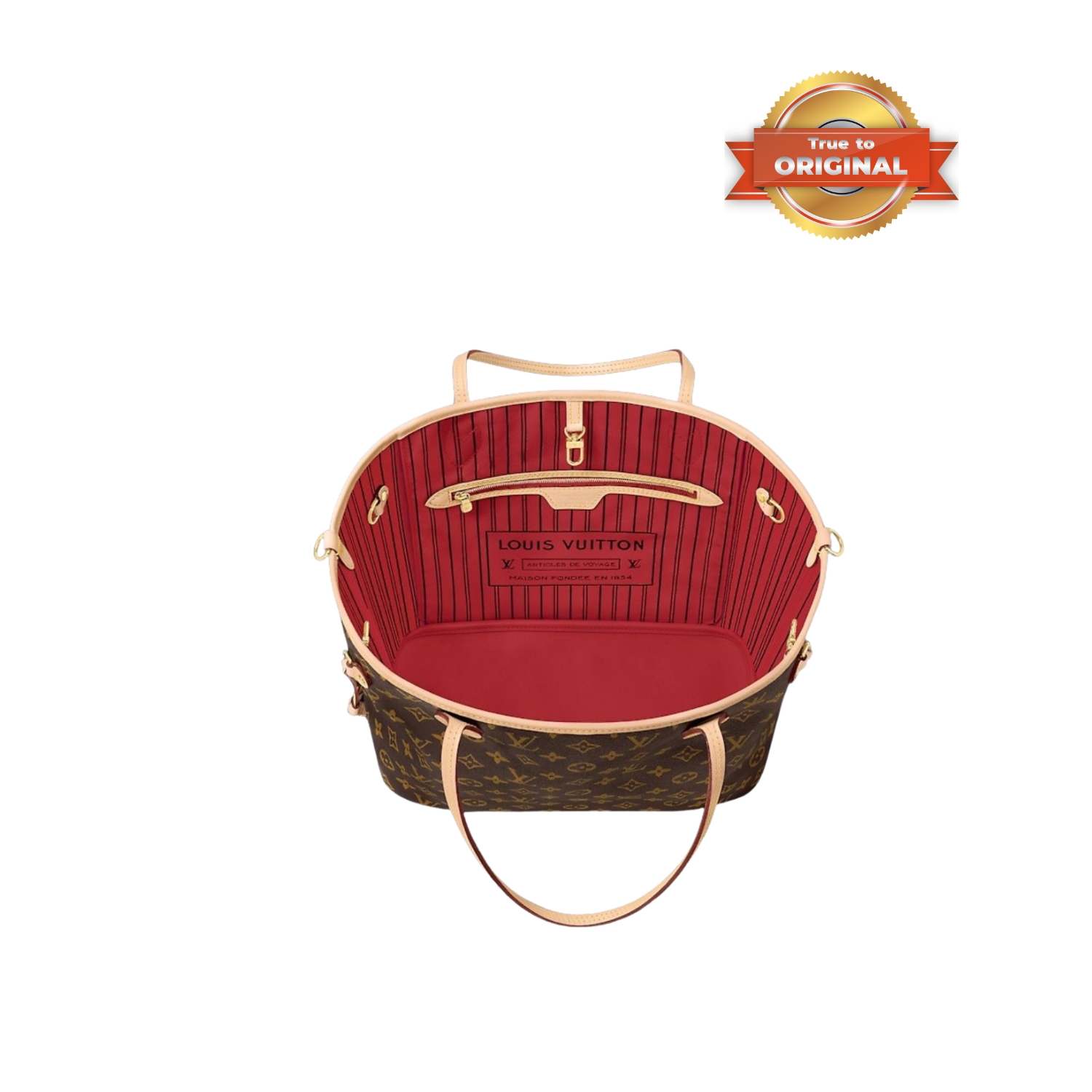 [True-to-ORIGINAL] L0vis Vvtt0n Neverfull Bandoulière Inside Out MM Rouge Sari Textile For Women 31cm/12.2in M12096
